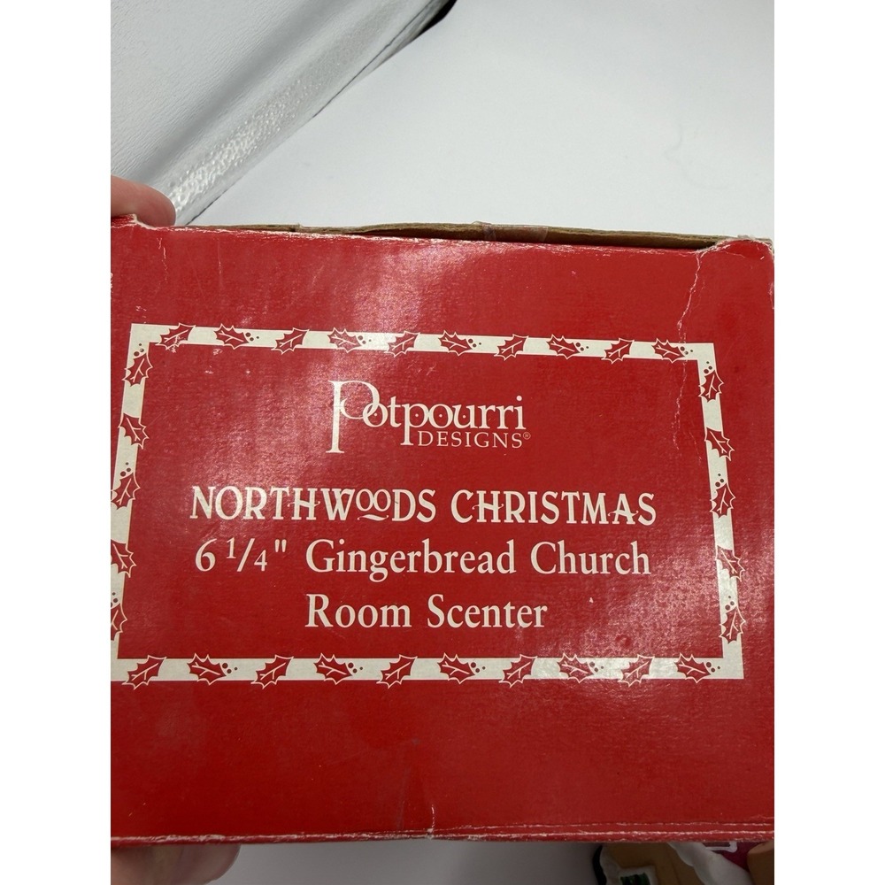 Vintage Handpainted Porcelain Gingerbread Church Scenter Candle - Picture 11 of 13